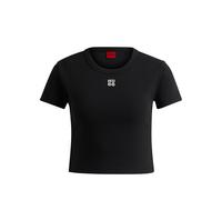 HUGO Camiseta slim fit de algodón con logo apilado bordado - StyleDelanor, 50512000 Negro L