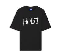 HUGO Camiseta de punto de algodón con ilustración de logo - StyleNamerix, 50554350 Negro XL