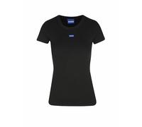HUGO Camiseta slim fit de algodón elástico con insignia de logo azul - StyleEasy Tee_B, 50523924 Negro XS
