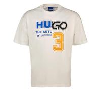 HUGO Camiseta Nesite de algodón para Hombre con Logotipo de Ilustraciones, 100 Blanco, XXL