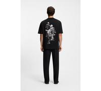 HUGO Camiseta oversize fit de punto de algodón con ilustración gráfica - StyleDollo, 50553337 Negro M