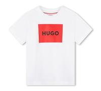 HUGO Camiseta para chico adolescente con logotipo grande, de algodón, Blanco, 10 años