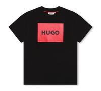 HUGO Camiseta para chico adolescente con logotipo grande, de algodón, Negro, 14 años