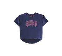 HUGO Camiseta para niños en tejido brillante con logo de estilo universitario - StyleG00222/84N04A, G00222 Azul oscuro 114