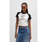 HUGO Camiseta regular fit de algodón con detalles en contraste e ilustración de temporada - StyleDorra_B, 50533973 Blanco / Negro M