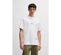 HUGO Camiseta regular fit de punto de algodón con parche de logotipo azul - StyleNieros, 50509991 Blanco L