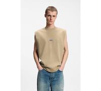 HUGO Camiseta sin mangas de algodón con aplique de logo - StyleNavertz, 50509773 Beige S