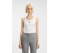 HUGO Camiseta sin mangas de algodón con logo apilado bordado - StyleDatamia, 50514489 Blanco L