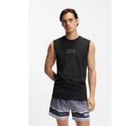 HUGO Camiseta sin mangas de punto de algodón con logo estampado - StyleRAY BEACH_TANK_LOOSE, 50555581 Negro S