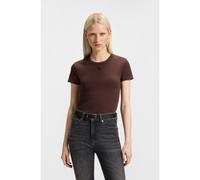 HUGO Camiseta slim fit de algodón con logo apilado bordado - StyleDelanor, 50512000 Marrón oscuro XL