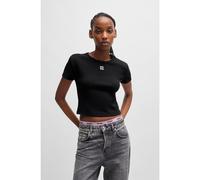 HUGO Camiseta slim fit de algodón con logo apilado bordado - StyleDelanor, 50512000 Negro XXL