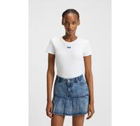 HUGO Camiseta slim fit de algodón elástico con insignia con logo - StyleEasy Tee_B, 50523924 Blanco L
