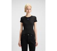 HUGO Camiseta slim fit de algodón elástico con insignia con logo - StyleEasy Tee_B, 50523924 Negro XL