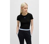 HUGO Camiseta slim fit de algodón elástico con insignia de logo azul - StyleEasy Tee_B, 50523924 Negro XS
