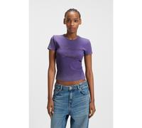 HUGO Camiseta slim fit de algodón elástico con logo de estrás - StyleDever_B, 50546936 Lila XS