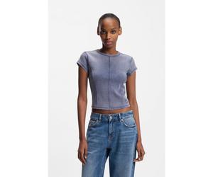 HUGO Camiseta slim fit de algodón elástico efecto lavado - StyleDispray_B, 50552813 Azul L