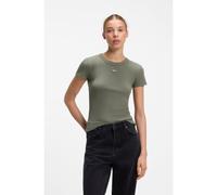 HUGO Camiseta slim fit de canalé de algodón elástico con logo - StyleEasy Tee_B, 50523924 Verde XS