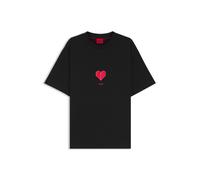 HUGO Camiseta unisex de punto de algodón con estampado de corazones de origami - StyleDalentin, 50553429 Negro XS