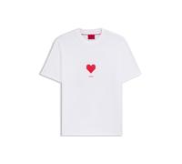 HUGO Camiseta unisex de punto de algodón con estampado de corazones de origami - StyleDalentin, 50553429 Blanco XL