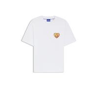 HUGO Camiseta unisex de punto de algodón con logo de corazón - StyleNalentinio, 50562727 Blanco M