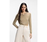 HUGO Cárdigan corto con detalle de canalé en la parte trasera - StyleSessiry, 50561176 Beige L
