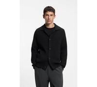 HUGO Cárdigan en mezcla de lana virgen con cuello de camisa - StyleSardeep, 50570398 Negro L