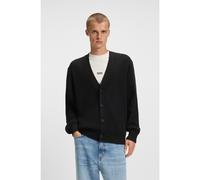 HUGO Cárdigan relaxed fit con estructura de canalé - StyleSonnick, 50543776 Negro M
