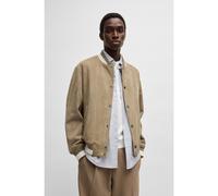 HUGO Cazadora bomber de ante con ribete de canalé - StyleLedam, 50534326 Marrón XS