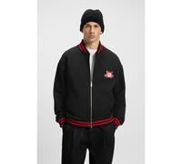 HUGO Cazadora bomber oversize fit de algodón con logo universitario bordado - StyleDugbyzip, 50542960 Negro S