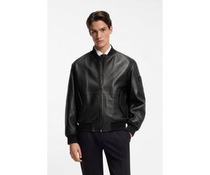 HUGO Cazadora bomber regular fit de piel con motivo - StyleLude, 50553111 Negro XL