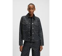 HUGO Cazadora de denim rígido con monograma estampado a láser - StyleGadison, 50541531 Azul oscuro M