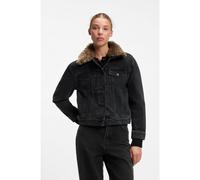 HUGO Cazadora de estilo camionero en denim con cuello de zalea desmontable - StyleGlamis_1_B, 50567325 Negro M