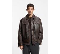 HUGO Cazadora de piel regular fit con bolsillos en el pecho - StyleLerano, 50567432 Marrón XXL
