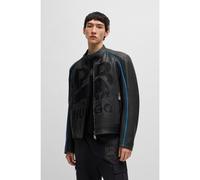 HUGO Cazadora de piel slim fit HUGO x RB con logo de malla - StyleLomaki_RB, 50542740 Negro L