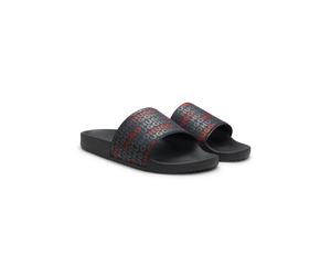 HUGO Chanclas fabricadas en Italia con estampado de logos repetidos - StyleTimein_slid_lgao, 50568750 Negro 44