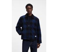 HUGO Chaqueta acolchada de franela de algodón con cuadros Príncipe de Gales - StyleBaker2641, 50567780 Azul oscuro XS