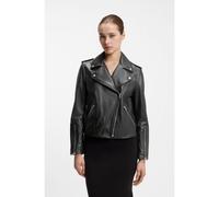 HUGO Chaqueta biker straight fit de piel con detalles de cremallera - StyleLujana, 50551255 Negro L