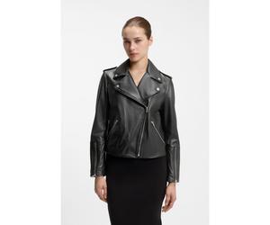 HUGO Chaqueta biker straight fit de piel con detalles de cremallera - StyleLujana, 50551255 Negro XS