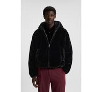 HUGO Chaqueta con capucha en imitación de piel con logo bordado - StyleBedo2541, 50546237 Negro L