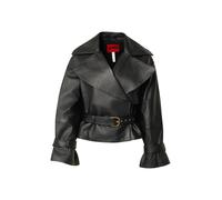 HUGO Chaqueta de piel relaxed fit con cinturón - StyleLanitte, 50560068 Negro XS