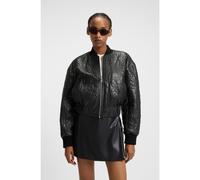 HUGO Chaqueta de piel acolchada relaxed fit con guateado estampado - StyleLesana, 50542331 Negro XS