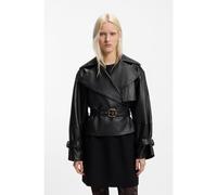 HUGO Chaqueta de piel relaxed fit con cinturón - StyleLanitte, 50560068 Negro M