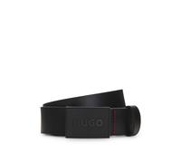 HUGO Cinturón de piel italiana con hebilla de placa con logo - StyleGethon_Sz35, 50548359 Negro 85
