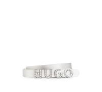 HUGO Cinturón de piel italiana con logo de cristales y forro integral - StyleZula-S-L_Sz15, 50529601 Plata 85