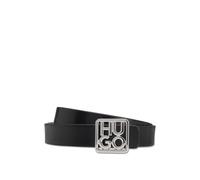 HUGO Cinturón reversible de piel italiana con logo apilado en la hebilla - StylePetrissa_Sr20, 50548474 Negro 90