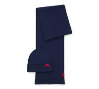 HUGO Conjunto de bufanda y gorro de lana con etiqueta con logo - StyleZaschel Set, 50517757 Azul oscuro pcs.