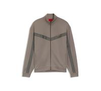 HUGO Darti - Sudadera para hombre con cremallera y cinta Chevron, color marrón claro, XXL