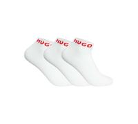 HUGO de los hombres Pack de 3 calcetines tobilleros, Blanco