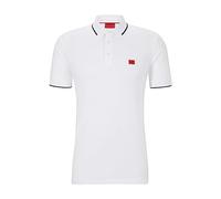 HUGO Deresino232 - Polo para Hombre de piqué de algodón con Logotipo Rojo, Color Blanco Abierto., L