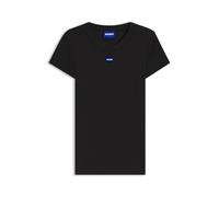HUGO Camiseta slim fit de algodón elástico con insignia de logo azul - StyleEasy Tee_B, 50523924 Negro L